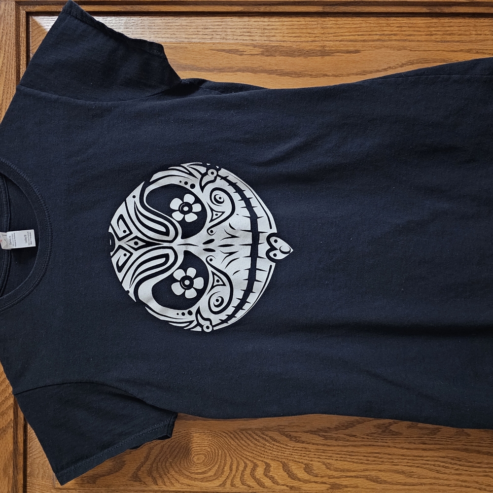 Black T-Shirt with White Graphic Design